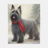Skye Terrier Hond in Sneeuw Kerstmis Fleece Deken (Voorkant)