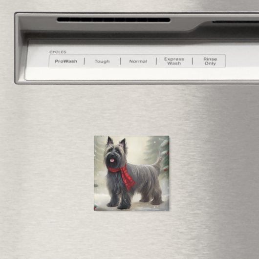 Skye Terrier Hond in Sneeuw Kerstmis Magneet (Insitu (Vaatwasser))