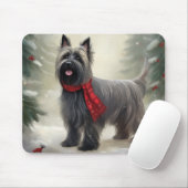 Skye Terrier Hond in Sneeuw Kerstmis Muismat (Met muis)