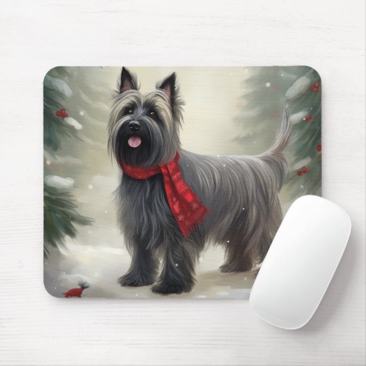 Skye Terrier Hond in Sneeuw Kerstmis Muismat (Met muis)