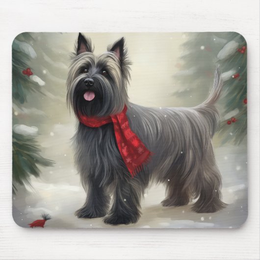 Skye Terrier Hond in Sneeuw Kerstmis Muismat (Voorkant)