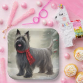 Skye Terrier Hond in Sneeuw Kerstmis Papieren Bordje (Feest)
