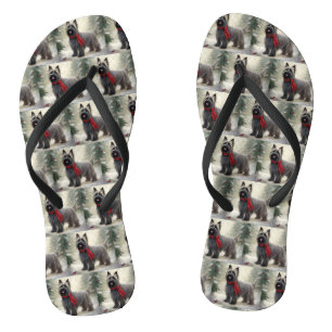 Skye Terrier-hond in Sneeuw Kerstmis Teenslippers