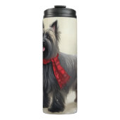 Skye Terrier Hond in Sneeuw Kerstmis Thermosbeker (Voorkant)