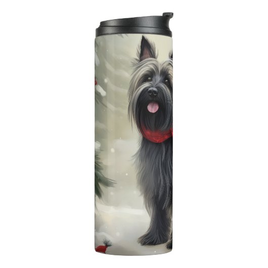 Skye Terrier Hond in Sneeuw Kerstmis Thermosbeker (Gedraaid links)