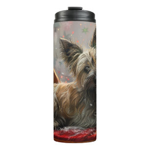 Skye Terrier Hond Kerst Festiviteit Thermosbeker