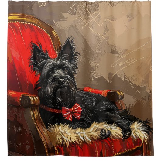 Skye Terrier Hond Kerstfeest Douchegordijn (Voorkant)