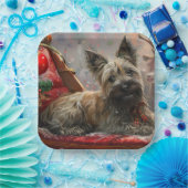 Skye Terrier Hond Kerstfeest Papieren Bordje (Feest)