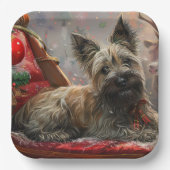 Skye Terrier Hond Kerstfeest Papieren Bordje (Voorkant)