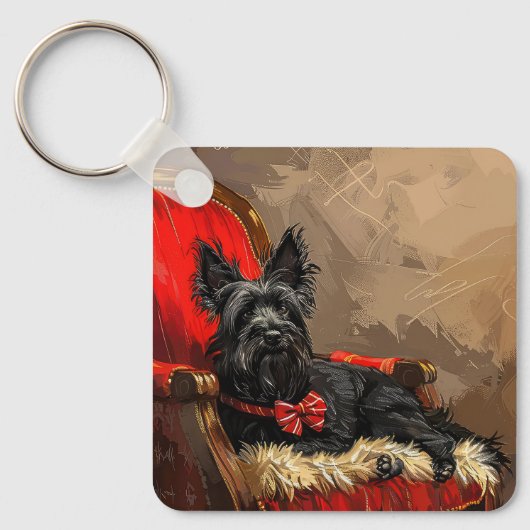 Skye Terrier Hond Kerstfeest Sleutelhanger (Voorkant)