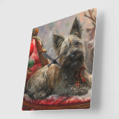 Skye Terrier Hond Kerstfeest Vierkante Klok (Hoek)