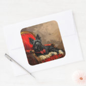 Skye Terrier Hond Kerstfeest Vierkante Sticker (Envelop)