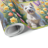 Skye Terrier Hond Spring Bloemen Schilderen Cadeaupapier (Rol Hoek)