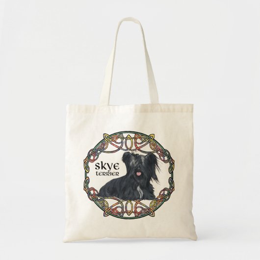 Skye Terrier in Celtic Knotwork - Buchanan Tartan Tote Bag (Voorkant)