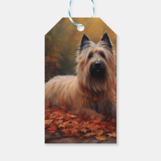 Skye Terrier in Herfst laat Herfst inspireren Cadeaulabel (Voorkant)