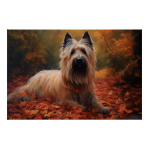 Skye Terrier in herfstbladeren valt inspireren Perfect Poster