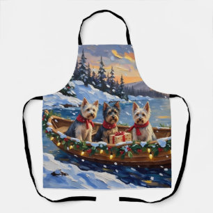 Skye Terrier Kerstboot Vakantie Schort
