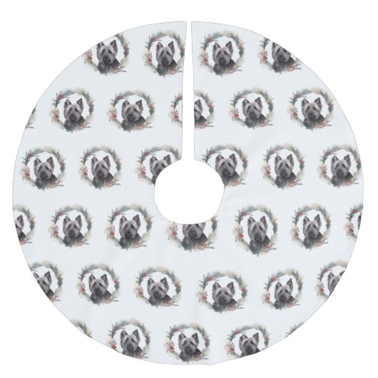 Skye Terrier Kerstkrans Feestelijke Pup Kerstboom Rok (Voorkant)