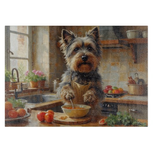 Skye Terrier Kookt in Keuken Snijplank (Voorkant)