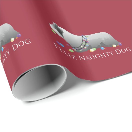 Skye Terrier Merry-kerstontwerp Cadeaupapier (Rol Hoek)