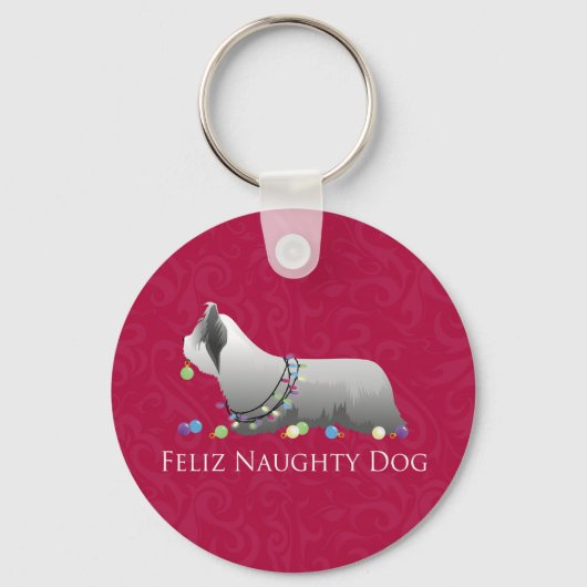 Skye Terrier Merry-kerstontwerp Sleutelhanger (Voorkant)