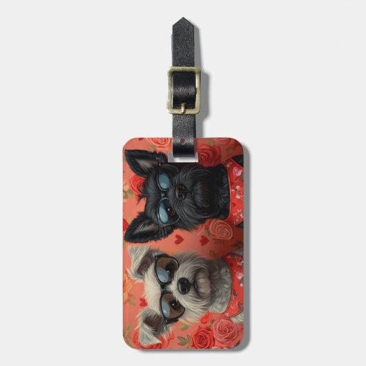 Skye Terrier met hart Rozen Valentijnsdag Bagagelabel (Voorkant verticaal)