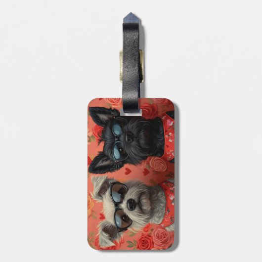 Skye Terrier met hart Rozen Valentijnsdag Bagagelabel (Achterkant verticaal)