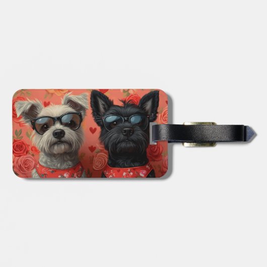 Skye Terrier met hart Rozen Valentijnsdag Bagagelabel (Achterkant horizontaal)