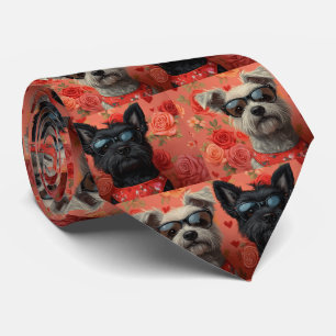 Skye Terrier met Hartrozen Valentijnsdag Stropdas