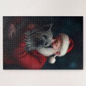 Skye Terrier met Kerstman Feestelijke Kerstmis Legpuzzel (Horizontaal)