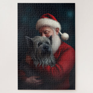 Skye Terrier met Kerstman Feestelijke Kerstmis Legpuzzel