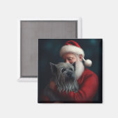 Skye Terrier met Kerstman Feestelijke Kerstmis Magneet (Voorkant / Achterkant)