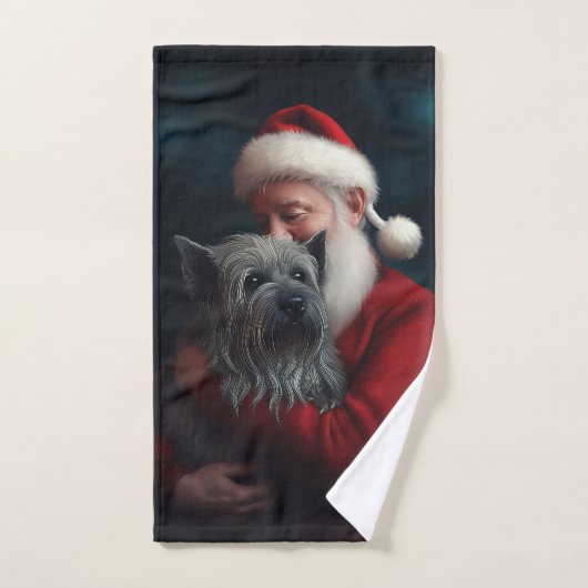 Skye Terrier met Sinterklaas Feestelijke Kerstmis Bad Handdoek (Handdoek)