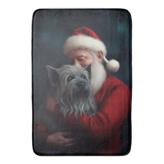 Skye Terrier met Sinterklaas Feestelijke Kerstmis Badmat (Voorkant Verticaal)