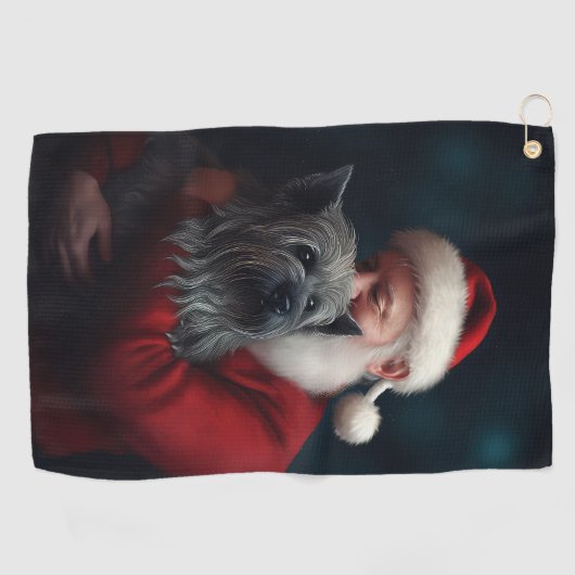 Skye Terrier met Sinterklaas Feestelijke Kerstmis Golfhanddoek (Horizontaal)