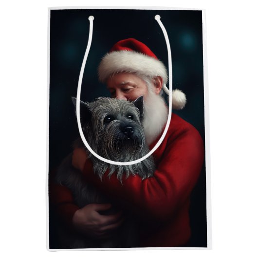 Skye Terrier met Sinterklaas Feestelijke Kerstmis Medium Cadeauzakje (Voorkant)