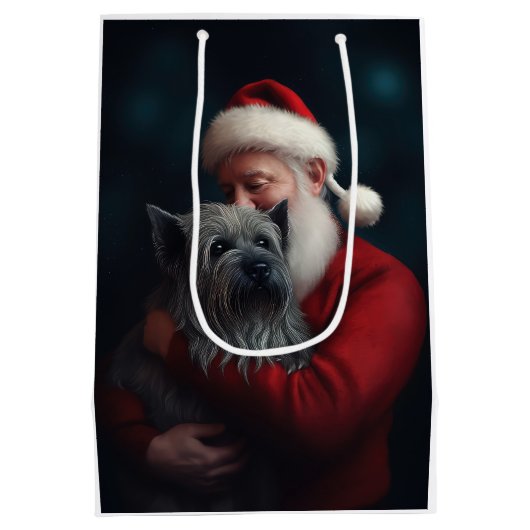 Skye Terrier met Sinterklaas Feestelijke Kerstmis Medium Cadeauzakje (Achterkant)