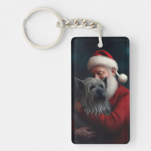 Skye Terrier met Sinterklaas Feestelijke Kerstmis Sleutelhanger