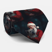 Skye Terrier met Sinterklaas Feestelijke Kerstmis Stropdas (Opgerold)