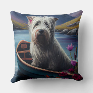 Skye Terrier op een peddel: Een landschappelijk av Kussen