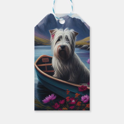 Skye Terrier op een peddel: Een Schilderachtig avo Cadeaulabel (Voorkant)