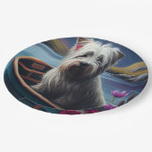 Skye Terrier op een peddel: Een Schilderachtig avo Papieren Bordje (Gekanteld)