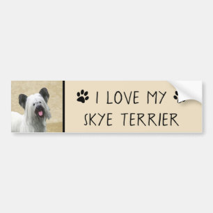 Skye Terrier Painting - Cute Original Dog Art Bumpersticker