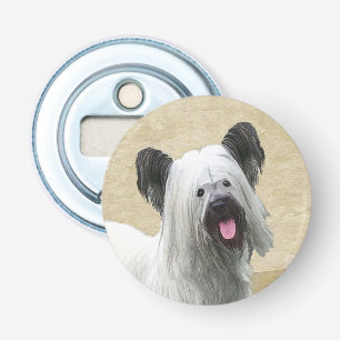 Skye Terrier Painting - Cute Original Dog Art Button Flesopener