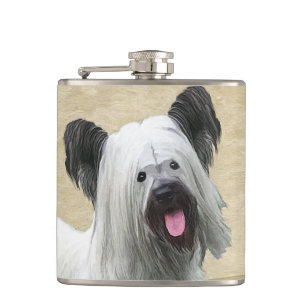 Skye Terrier Painting - Cute Original Dog Art Heupfles