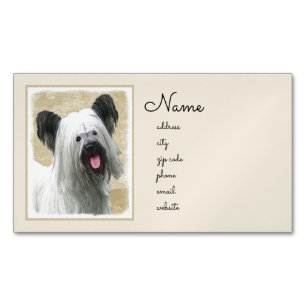 Skye Terrier Painting - Cute Original Dog Art Magnetisch Visitekaartje