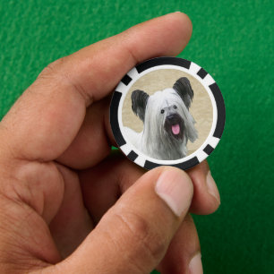 Skye Terrier Painting - Cute Original Dog Art Poker Chips