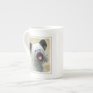 Skye Terrier Painting - Cute Original Dog Art Porselein Kop