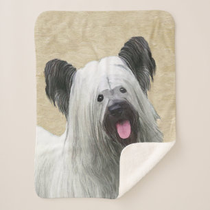 Skye Terrier Painting - Cute Original Dog Art Sherpa Deken