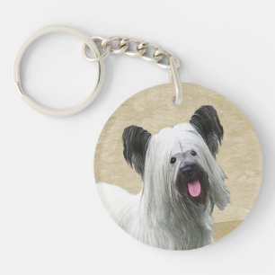 Skye Terrier Painting - Cute Original Dog Art Sleutelhanger